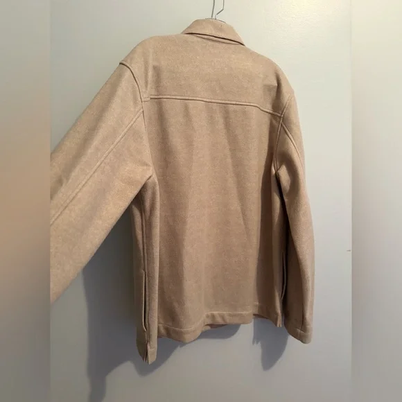 Gap Women’s Wool Blend Cream Tan Shacket Large Button Down Soft Chore Coat EUC - Picture 13 of 15
